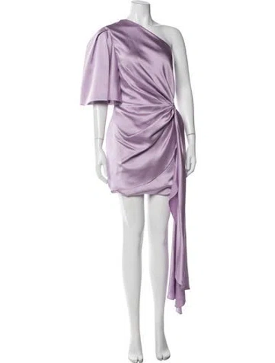 Pre-owned Solace London One-shoulder Mini Dress In Purple
