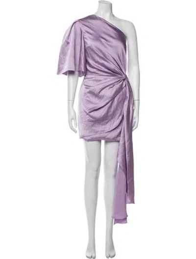 Pre-owned Solace London One-shoulder Mini Dress In Purple
