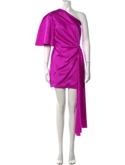 Pre-owned Solace London One-shoulder Mini Dress In Purple