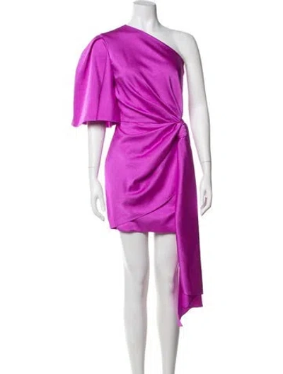 Pre-owned Solace London One-shoulder Mini Dress In Purple