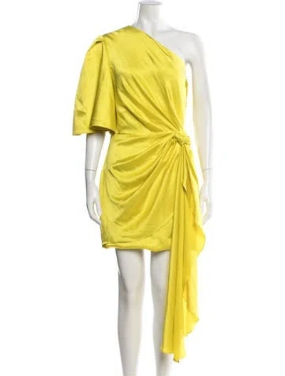 Pre-owned Solace London One-shoulder Mini Dress W/ Tags In Metallic/yellow