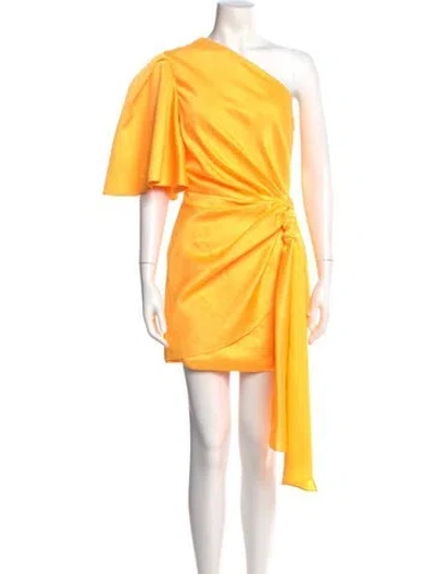 Pre-owned Solace London One-shoulder Mini Dress In Yellow