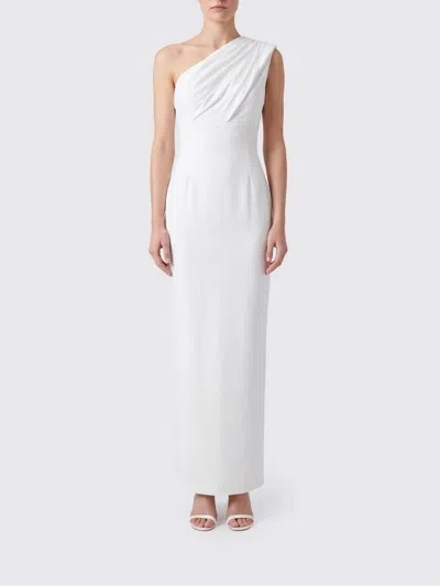 Solace London One-shoulder Satin Long Gown With Back Slit In White