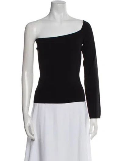 Pre-owned Solace London One-shoulder Three-quarter Sleeve Top In Black