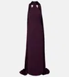 Solace London Ophelia Cape-detail Halterneck Gown In Purple