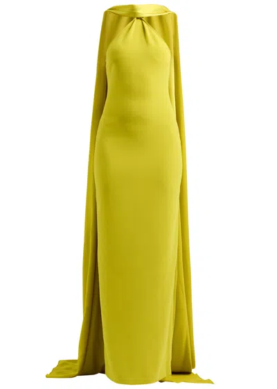 Solace London Ophelia Draped Halterneck Maxi Dress In Light Green