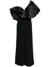 Solace London 'cassia' Black Maxi Dress With Asymmetric Neckline And Ruched Details In Black