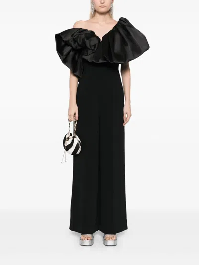 Solace London Perla Ruffle Detail Jumpsuit In Black
