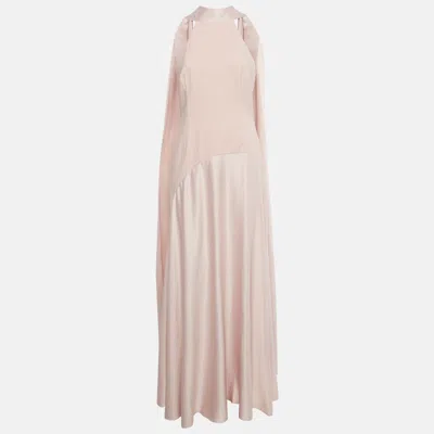 Pre-owned Solace London Pink Crepe Scarf- Neck Detail Cece Maxi Dress M
