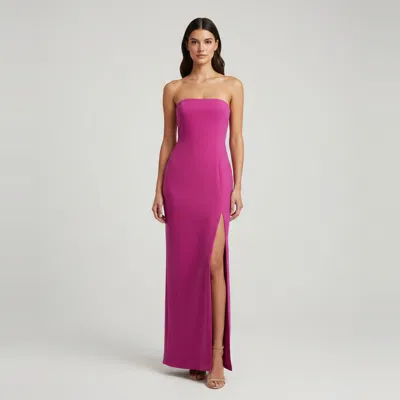 Pre-owned Solace London Pink Crepe Strapless Zora Maxi Dress L