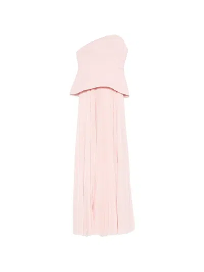 Solace London Britt Maxi Dress Strapless Pleated Clutch In Pink