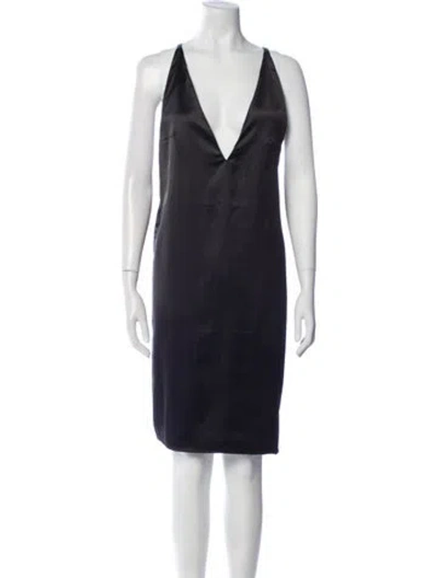 Pre-owned Solace London Plunge Neckline Knee-length Dress In Brown