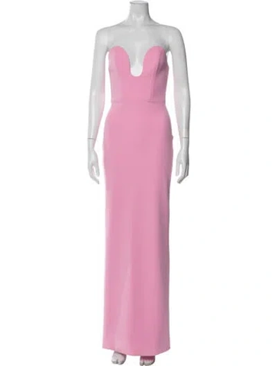 Pre-owned Solace London Plunge Neckline Long Dress In Pink