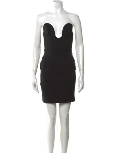 Pre-owned Solace London Plunge Neckline Mini Dress In Black