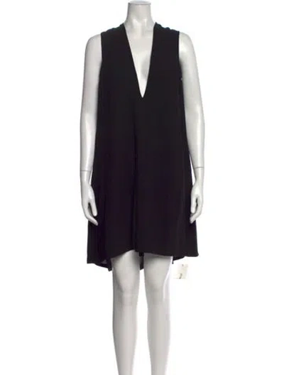 Pre-owned Solace London Plunge Neckline Mini Dress In Black