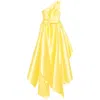 Solace London Charo One-shoulder Satin Draped Gown