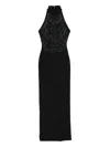 Solace London Portia Embellished Halterneck Maxi Dress In Black