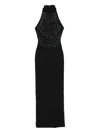 Solace London Portia Embellished Halterneck Maxi Dress In Black