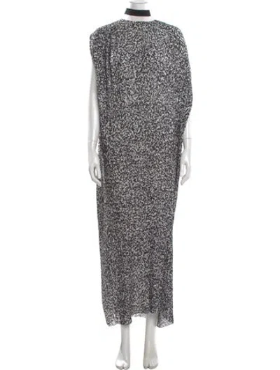 Pre-owned Solace London Printed Long Dress In White