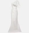 Solace London Priya Bow-detail Draped Satin Gown In Neutrals
