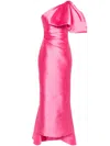 Solace London The Priya Bow-embellished Faille Gown In Pink