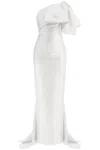 Solace London Priya Bow-detail Draped Satin Gown