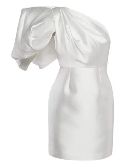 Pre-owned Solace London Puff-sleeve One-shoulder Dress In White