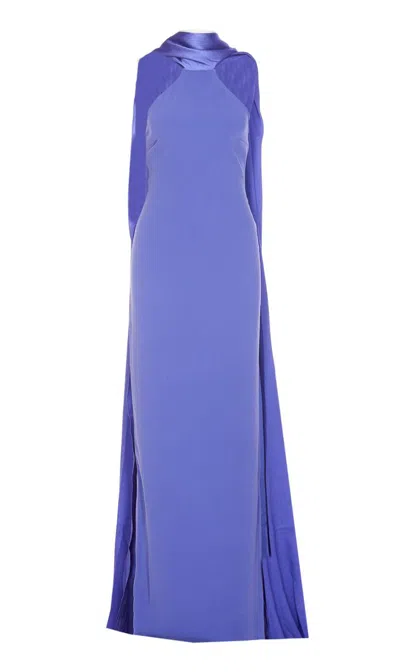 Solace London Ophelia Crepe & Satin Maxi Dress In 浅紫色