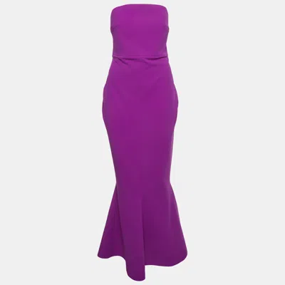 Pre-owned Solace London Purple Crepe Strapless Maxi Dress L