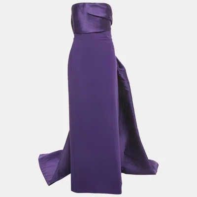 Pre-owned Solace London Purple Gabardine Kinsley Maxi Dress M