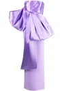 Solace London Maeve Oversize-bow Crepe Gown In Purple