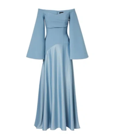 Solace London Rina Crepe And Satin Gown In Blue
