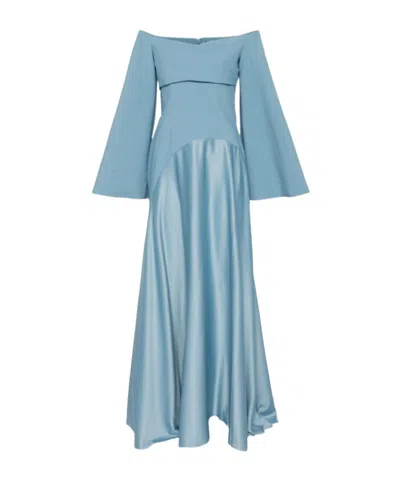 Solace London Rina Long-sleeved Dress In Blue