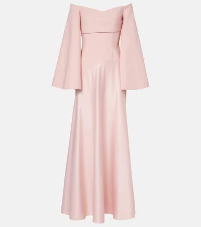 Solace London Rina Flared-sleeve Maxi Dress In Pink