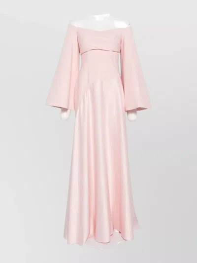 Solace London Rina Off Shoulder Satin Maxi Dress In Pink