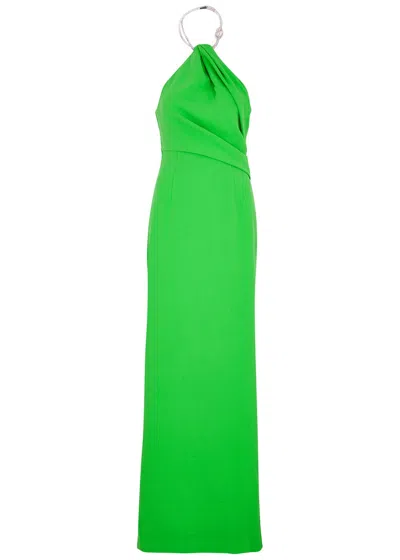 Solace London Riva Green Embellished Halterneck Gown