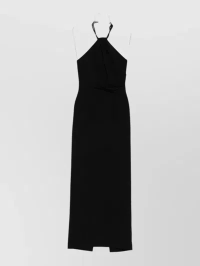 Solace London Riva Halterneck Backless Maxi Dress In Black