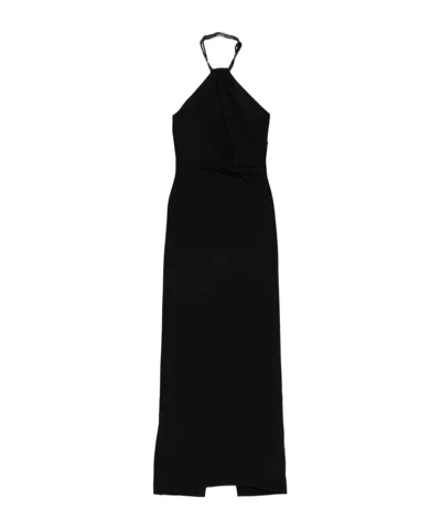 Solace London Riva Halterneck Draped Maxi Dress In Black