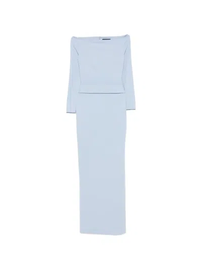Solace London Sabina Off-the-shoulder Maxi Dress In Blue