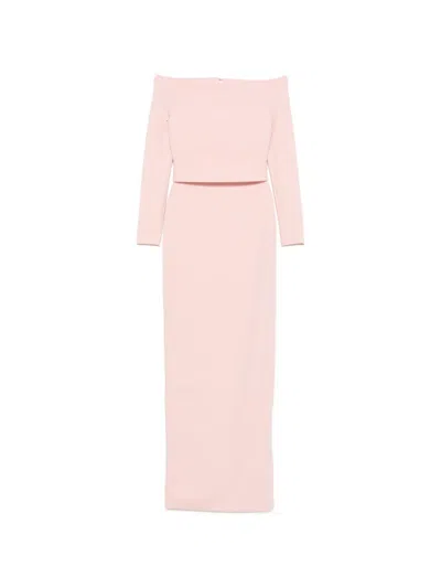 Solace London Sabina Off-the-shoulder Stretch-crepe Maxi Dress In Pink
