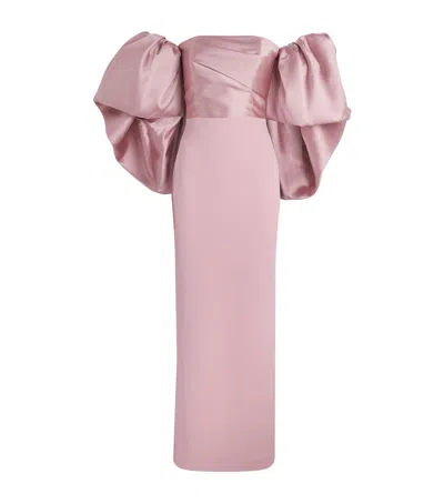 Solace London Satin-trim Floris Gown In Pink