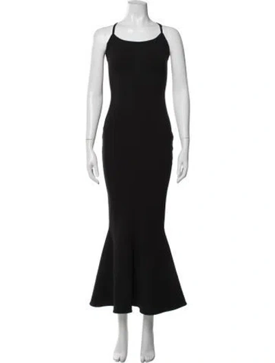 Pre-owned Solace London Scoop Neck Long Dress In Black