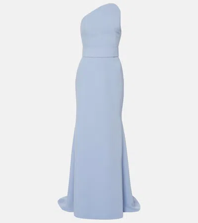 Solace London Seraphina One-shoulder Gown In Blue