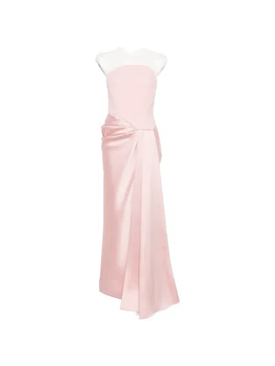 Solace London Seri Strapless Draped Maxi Dress In Pink