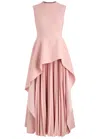 Solace London Severny Pleated Layered Midi Dress In Light Pink