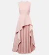 Solace London Severny Pleated Layered Midi Dress In Putty Pink