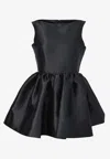 Solace London Simona Satin-twill Peplum Top In Black