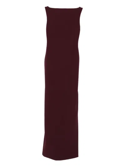 Solace London Sleeveless Boat-neck Maxi Dress In Burgundy