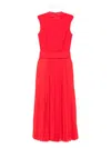 Solace London Sophie Pleated Sleeveless Maxi Dress In Red