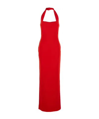 Solace London Square-neck Long Dress In Red